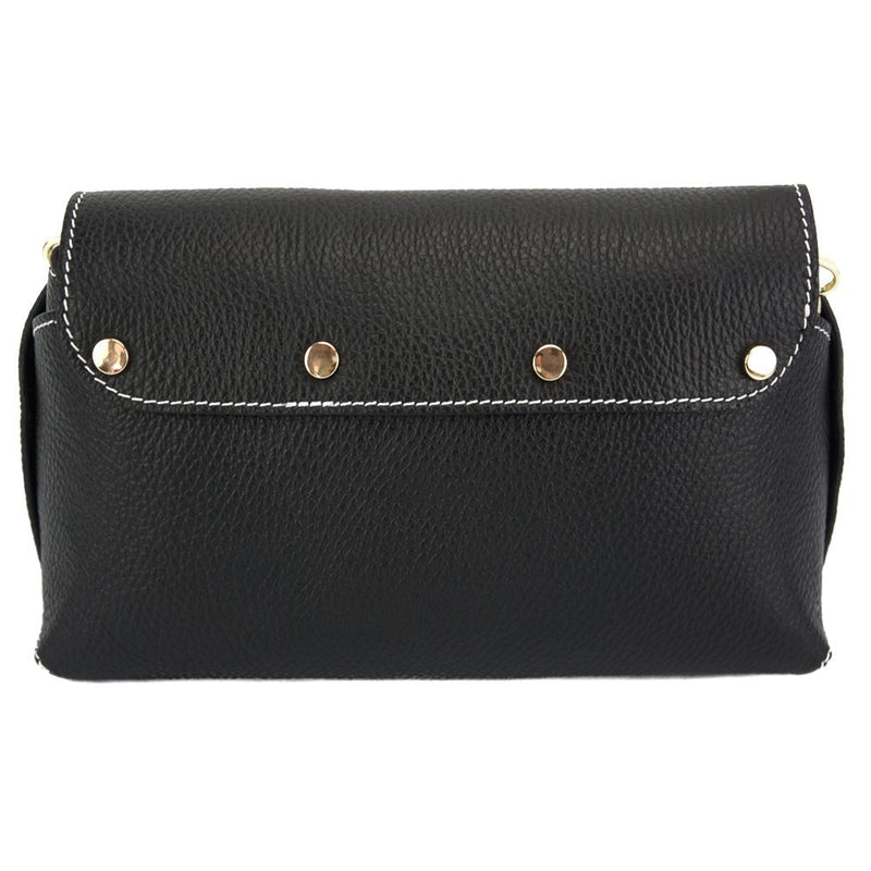 Martina GM: Plain Black Leather Clutch Bag - Leather Italiano