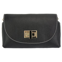 Martina GM: Plain Black Leather Clutch Bag - Leather Italiano