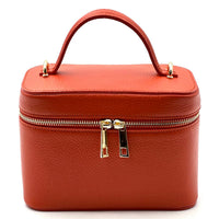 Marzia Structured Italian Leather Vanity & Crossbody Bag - Leather Italiano