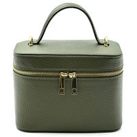 Marzia Structured Italian Leather Vanity & Crossbody Bag - Leather Italiano