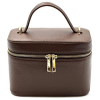 Marzia Structured Italian Leather Vanity & Crossbody Bag - Leather Italiano