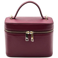 Marzia Structured Italian Leather Vanity & Crossbody Bag - Leather Italiano
