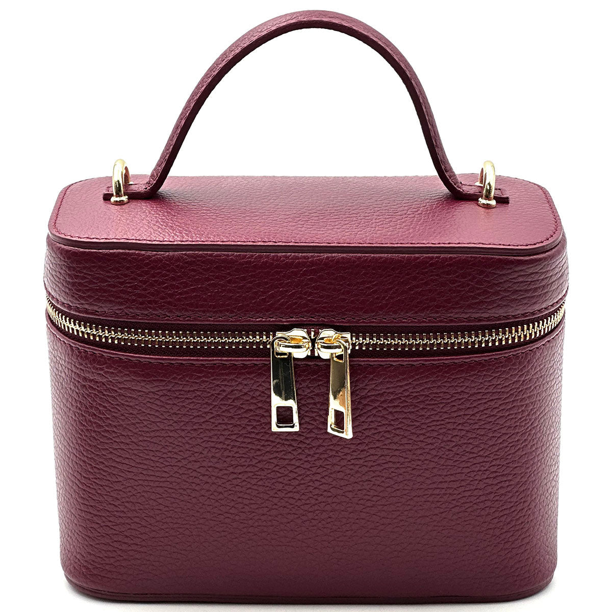 Marzia Structured Italian Leather Vanity & Crossbody Bag - Leather Italiano