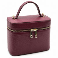 Marzia Structured Italian Leather Vanity & Crossbody Bag - Leather Italiano
