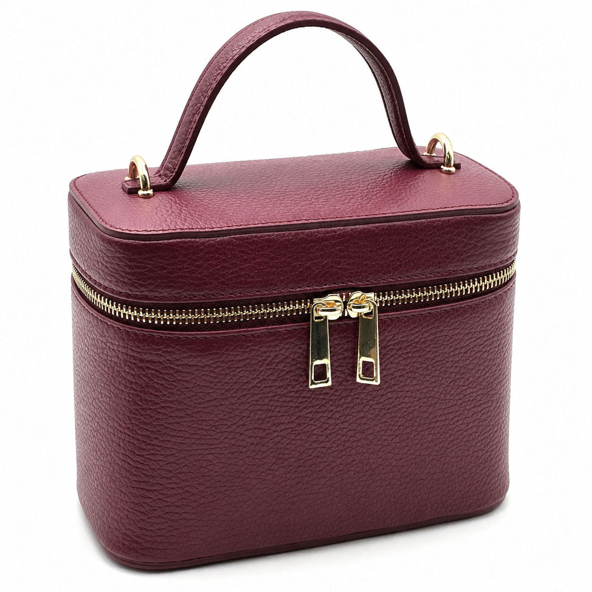 Marzia Structured Italian Leather Vanity & Crossbody Bag - Leather Italiano