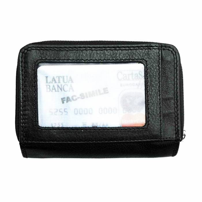 Back view of Matera Black Leather Coin Purse