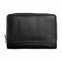 Front view of Matera Black Leather Coin Purse