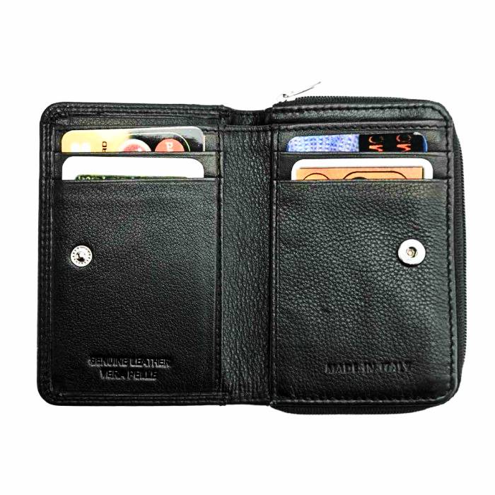 Interior of Matera Black Leather Coin Purse