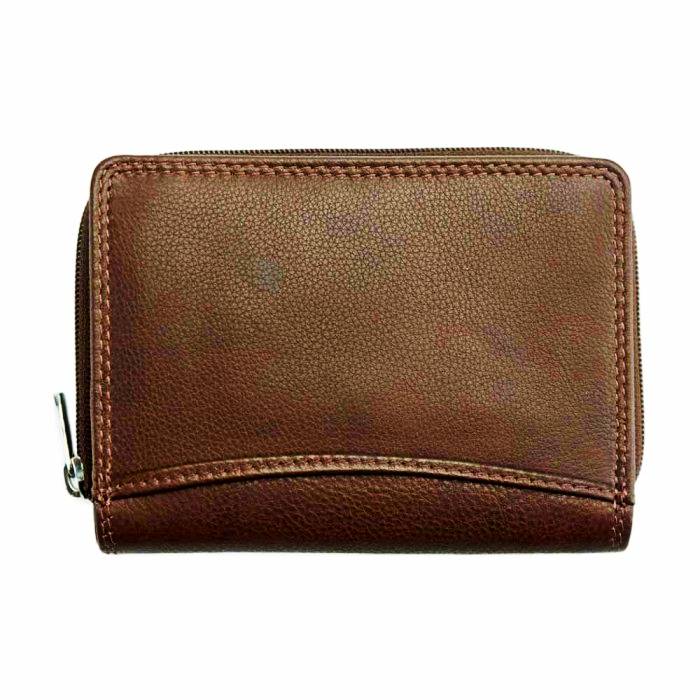 Front view of Matera Brown Leather Coin Purse