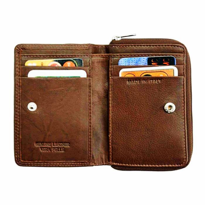 Interior of Matera Brown Leather Coin Purse