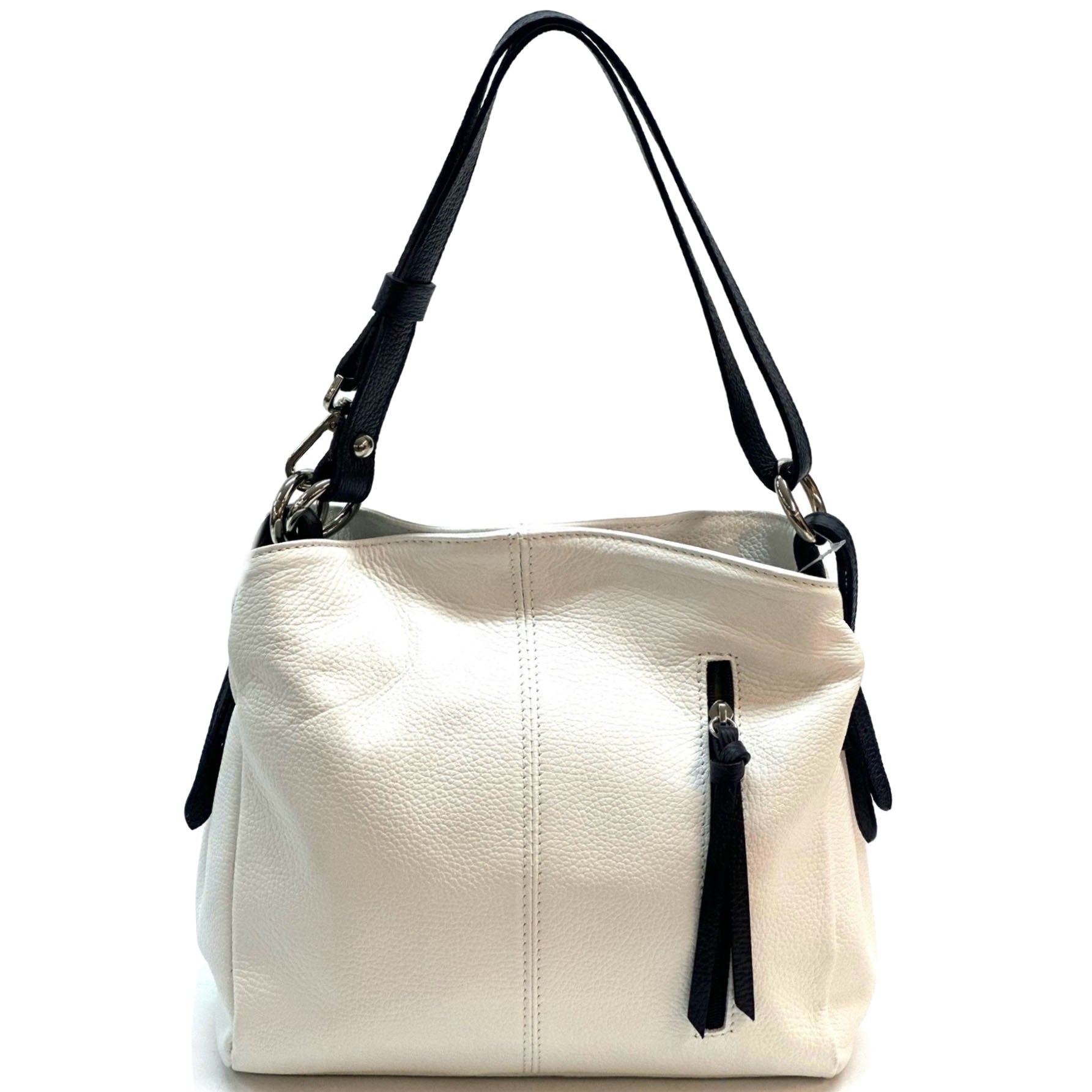 Mélie Italian Calfskin Leather Bag – Elegant Hobo with Dual Compartments - Leather Italiano