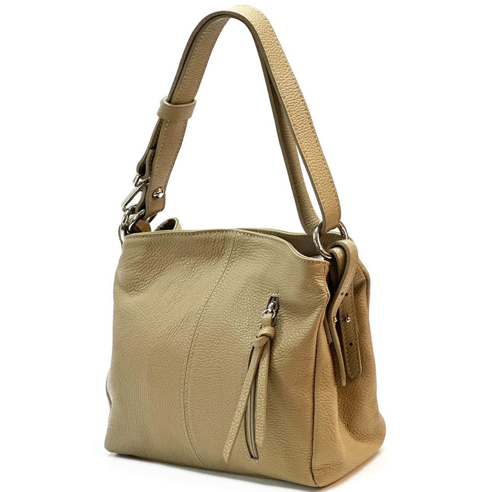 Mélie Italian Calfskin Leather Bag – Elegant Hobo with Dual Compartments - Leather Italiano