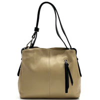 Mélie Italian Calfskin Leather Bag – Elegant Hobo with Dual Compartments - Leather Italiano