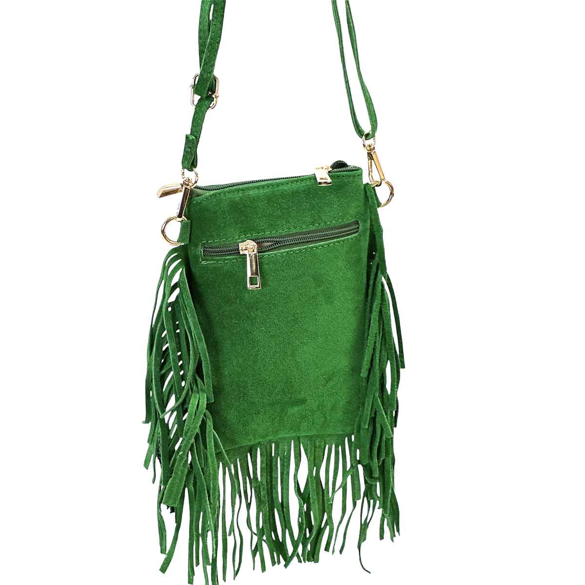 Mia Italian Suede Leather Fringe Shoulder Bag - Leather Italiano