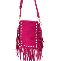 Mia Italian Suede Leather Fringe Shoulder Bag - Leather Italiano