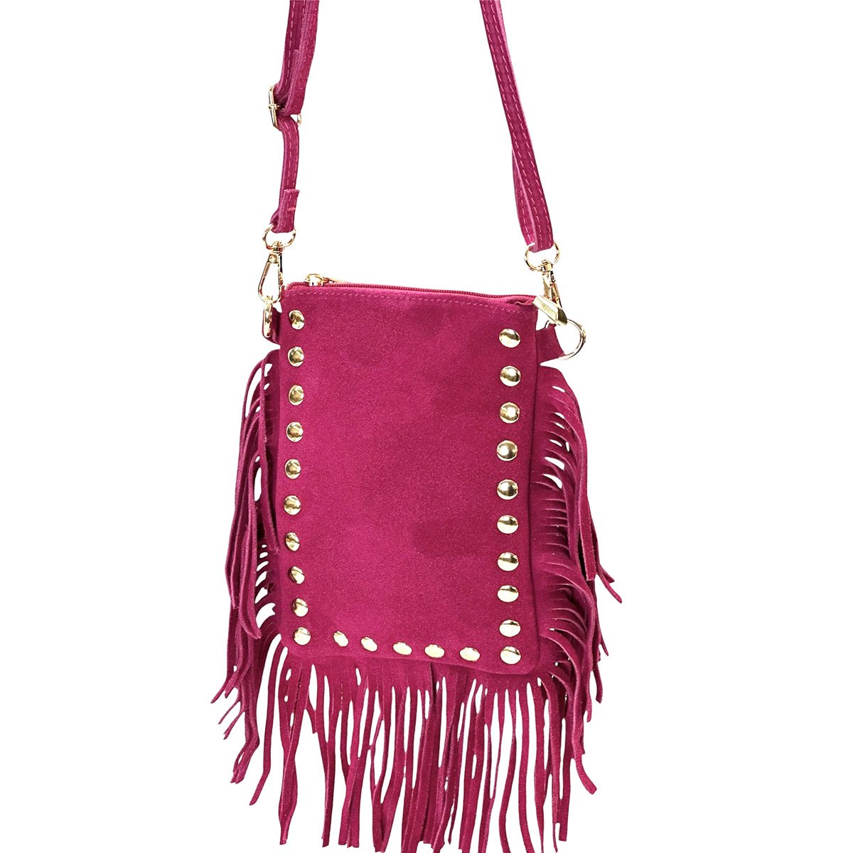 Mia Italian Suede Leather Fringe Shoulder Bag - Leather Italiano
