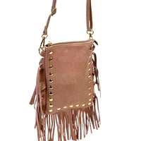 Mia Italian Suede Leather Fringe Shoulder Bag - Leather Italiano