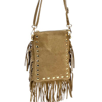 Mia Italian Suede Leather Fringe Shoulder Bag - Leather Italiano