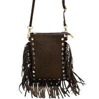 Mia Italian Suede Leather Fringe Shoulder Bag - Leather Italiano