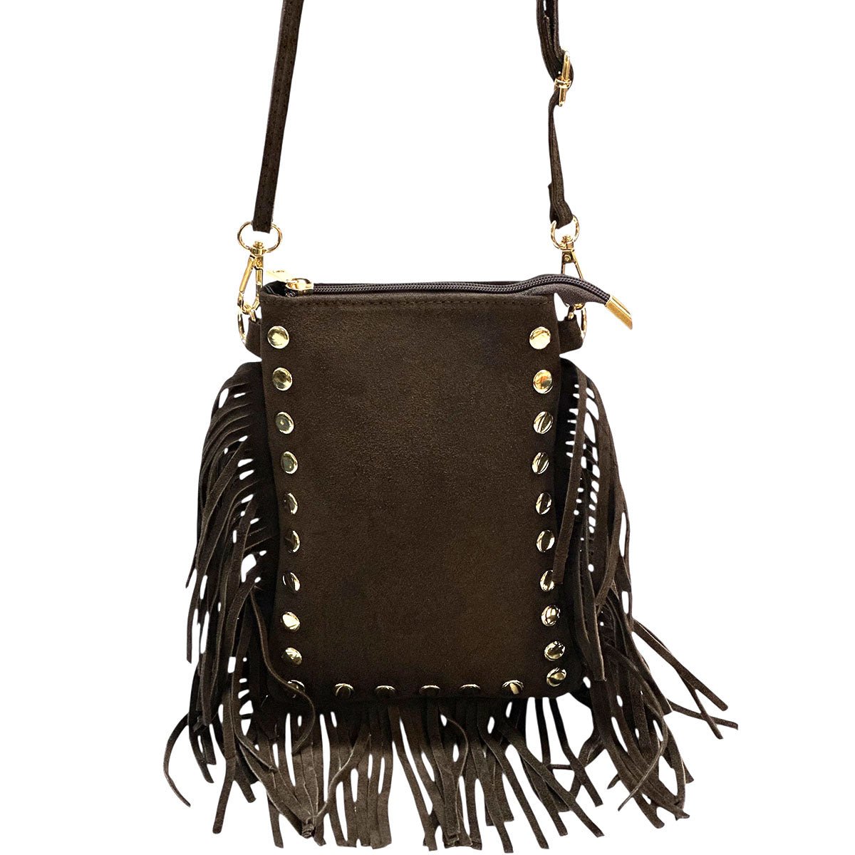 Mia Italian Suede Leather Fringe Shoulder Bag - Leather Italiano