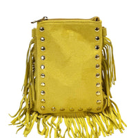 Mia Italian Suede Leather Fringe Shoulder Bag - Leather Italiano