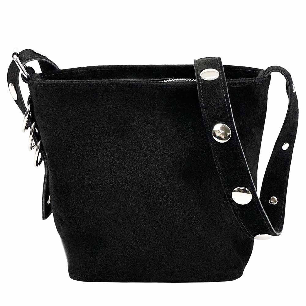 Mia Leather Shoulder Bag – Italian Suede with Edgy Style - Leather Italiano