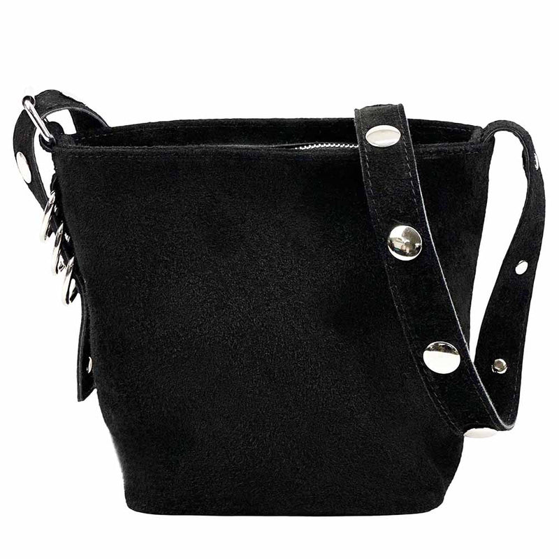 Mia Leather Shoulder Bag – Italian Suede with Edgy Style - Leather Italiano