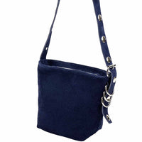 Mia Leather Shoulder Bag – Italian Suede with Edgy Style - Leather Italiano