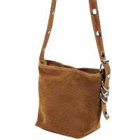 Mia Leather Shoulder Bag – Italian Suede with Edgy Style - Leather Italiano