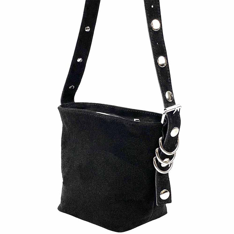 Mia Leather Shoulder Bag – Italian Suede with Edgy Style - Leather Italiano