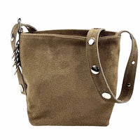 Mia Leather Shoulder Bag – Italian Suede with Edgy Style - Leather Italiano
