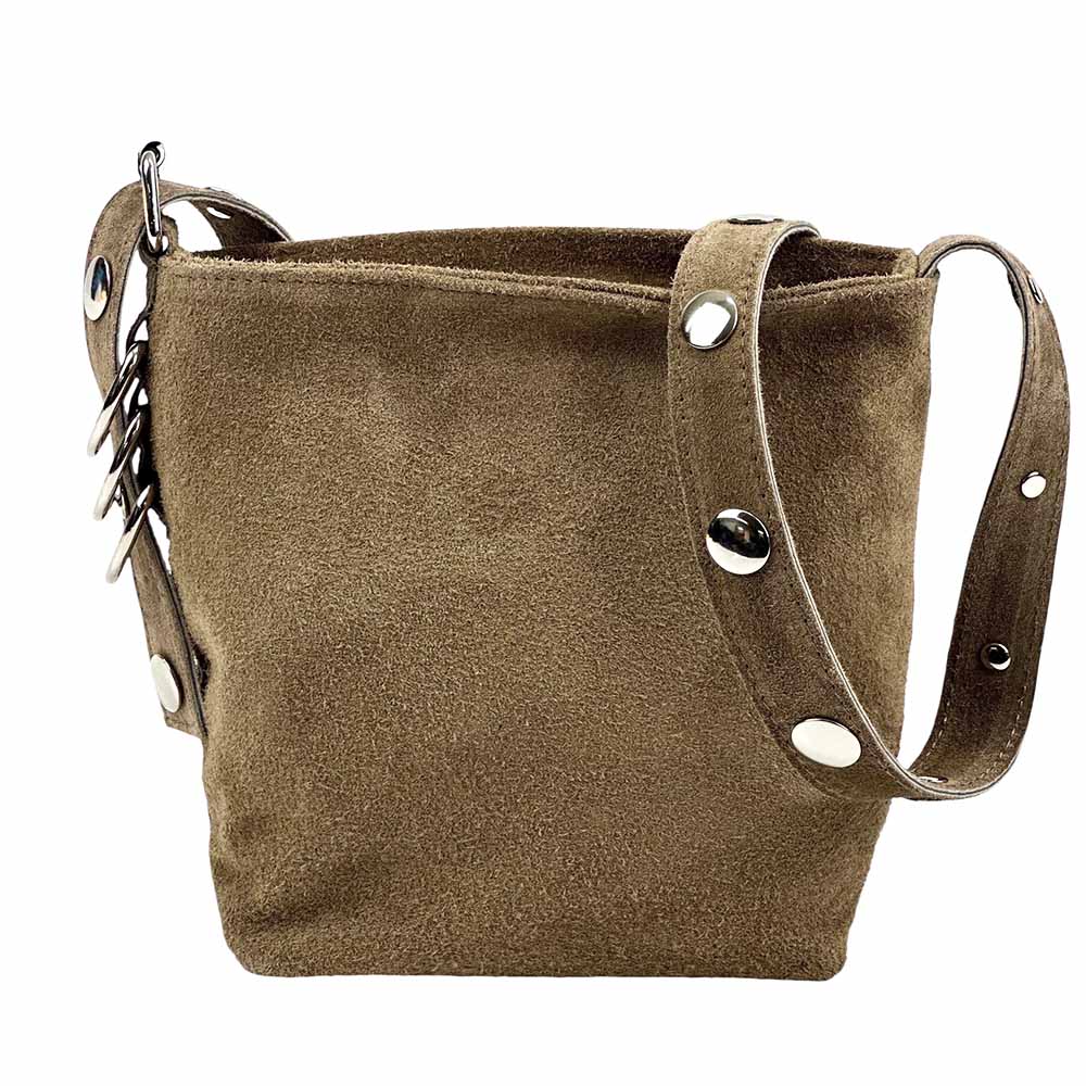 Mia Leather Shoulder Bag – Italian Suede with Edgy Style - Leather Italiano