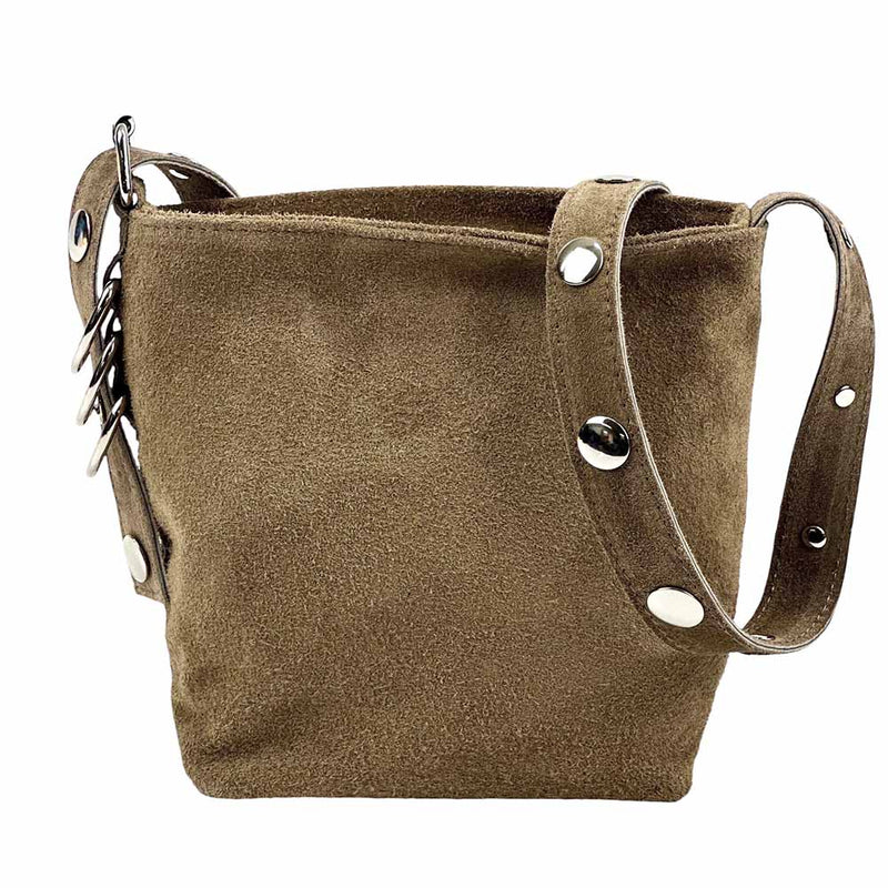 Mia Leather Shoulder Bag – Italian Suede with Edgy Style - Leather Italiano