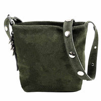 Mia Leather Shoulder Bag – Italian Suede with Edgy Style - Leather Italiano