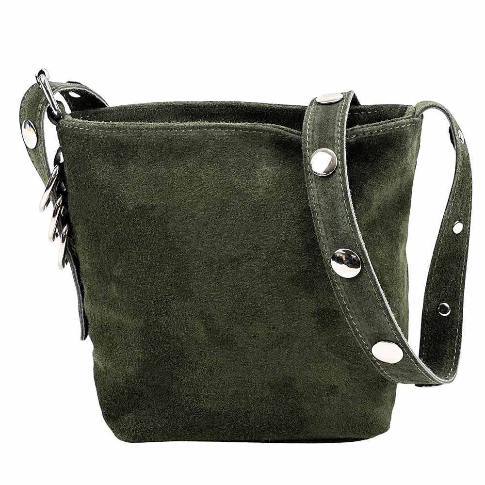 Mia Leather Shoulder Bag – Italian Suede with Edgy Style - Leather Italiano