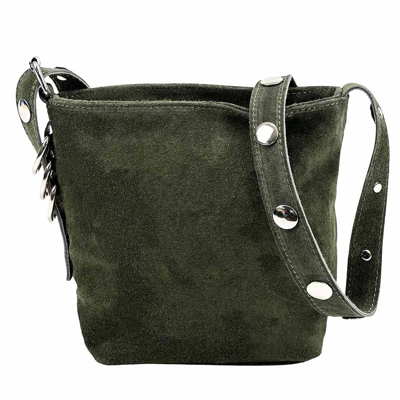 Mia Leather Shoulder Bag – Italian Suede with Edgy Style - Leather Italiano