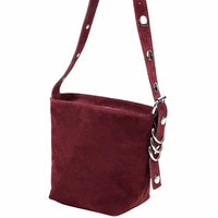 Mia Leather Shoulder Bag – Italian Suede with Edgy Style - Leather Italiano