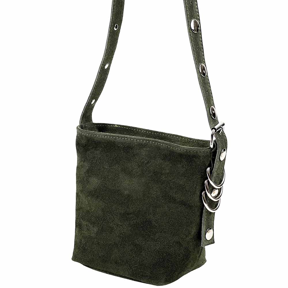 Mia Leather Shoulder Bag – Italian Suede with Edgy Style - Leather Italiano