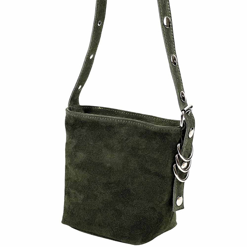Mia Leather Shoulder Bag – Italian Suede with Edgy Style - Leather Italiano