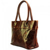 milan brown womens leather tote bag angled