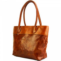 milan calf leather tote bag tan angled