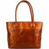 milan calf leather tote bag tan front