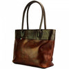 Milan Dark Brown Women's Handmade Leather Tote Bag - Angled View