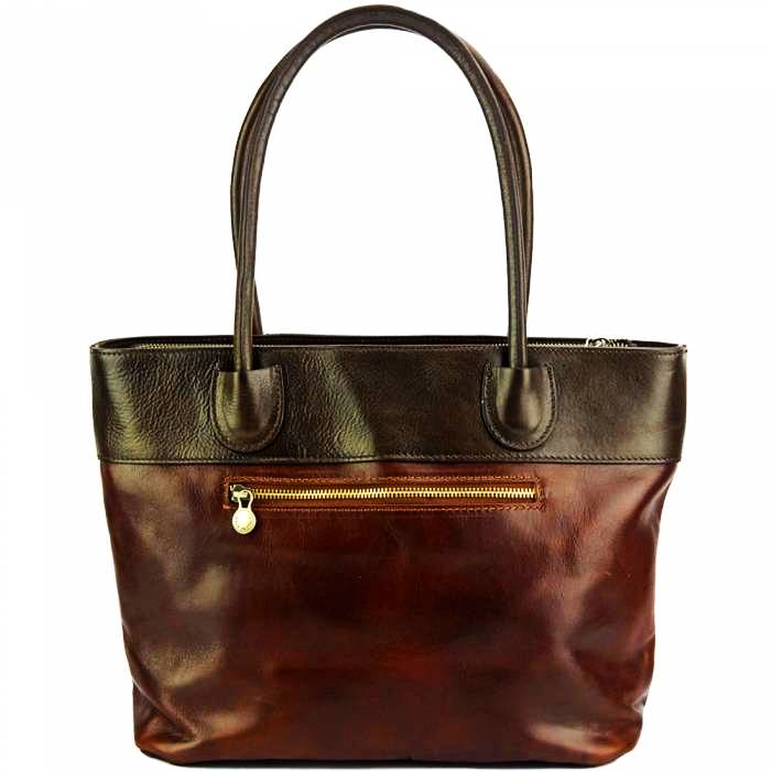 Milan Dark Brown Women's Handmade Leather Tote Bag - Back View