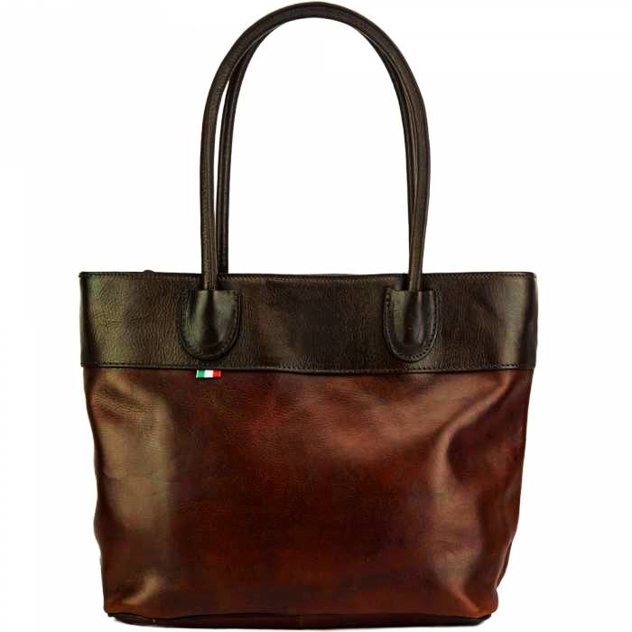 Milan Dark Brown Women's Handmade Leather Tote Bag - Front View
