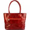 milan dark red leather tote bag back with zipper