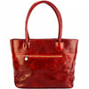 milan dark red leather tote bag back with zipper