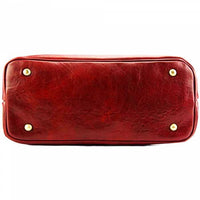 milan dark red leather tote bag bottom