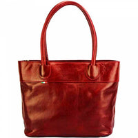 milan dark red leather tote bag front
