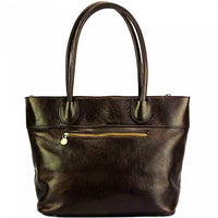 Back view of the Milan Womens Leather Tote Bag in very dark brown